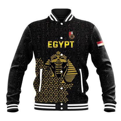 Custom World Football 2026 Egypt Baseball Jacket Pharaohs Hieroglyphs Pride Black Version