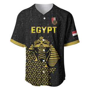 Custom World Football 2026 Egypt Baseball Jersey Pharaohs Hieroglyphs Pride Black Version