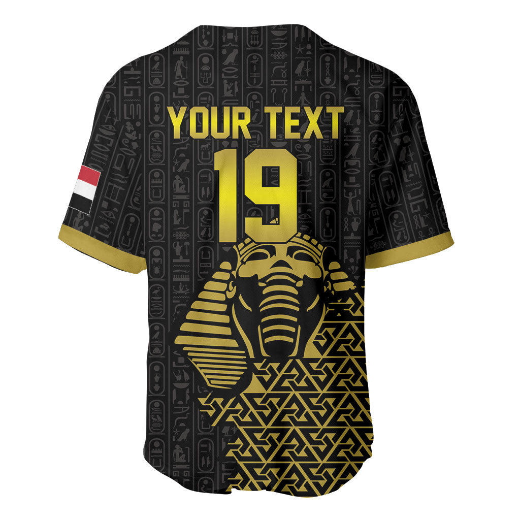 Custom World Football 2026 Egypt Baseball Jersey Pharaohs Hieroglyphs Pride Black Version