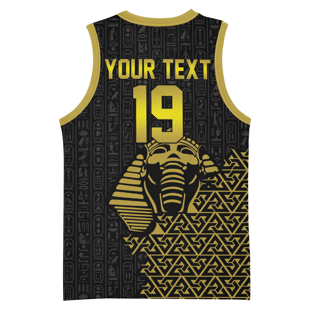 Custom World Football 2026 Egypt Basketball Jersey Pharaohs Hieroglyphs Pride Black Version