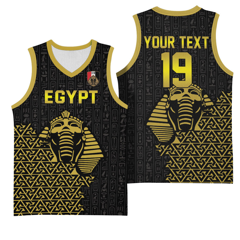 Custom World Football 2026 Egypt Basketball Jersey Pharaohs Hieroglyphs Pride Black Version