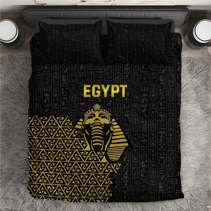 World Football 2026 Egypt Bedding Set Pharaohs Hieroglyphs Pride Black Version