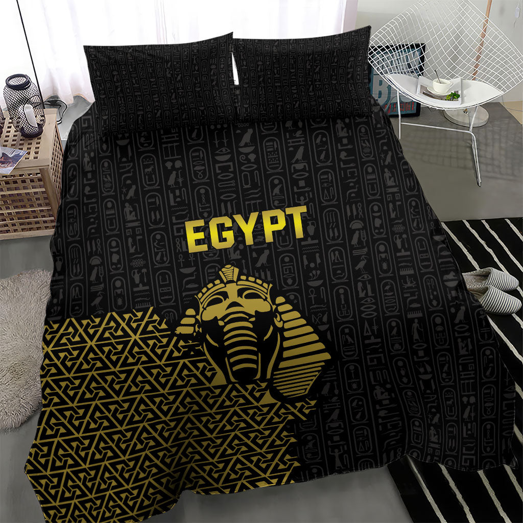 World Football 2026 Egypt Bedding Set Pharaohs Hieroglyphs Pride Black Version