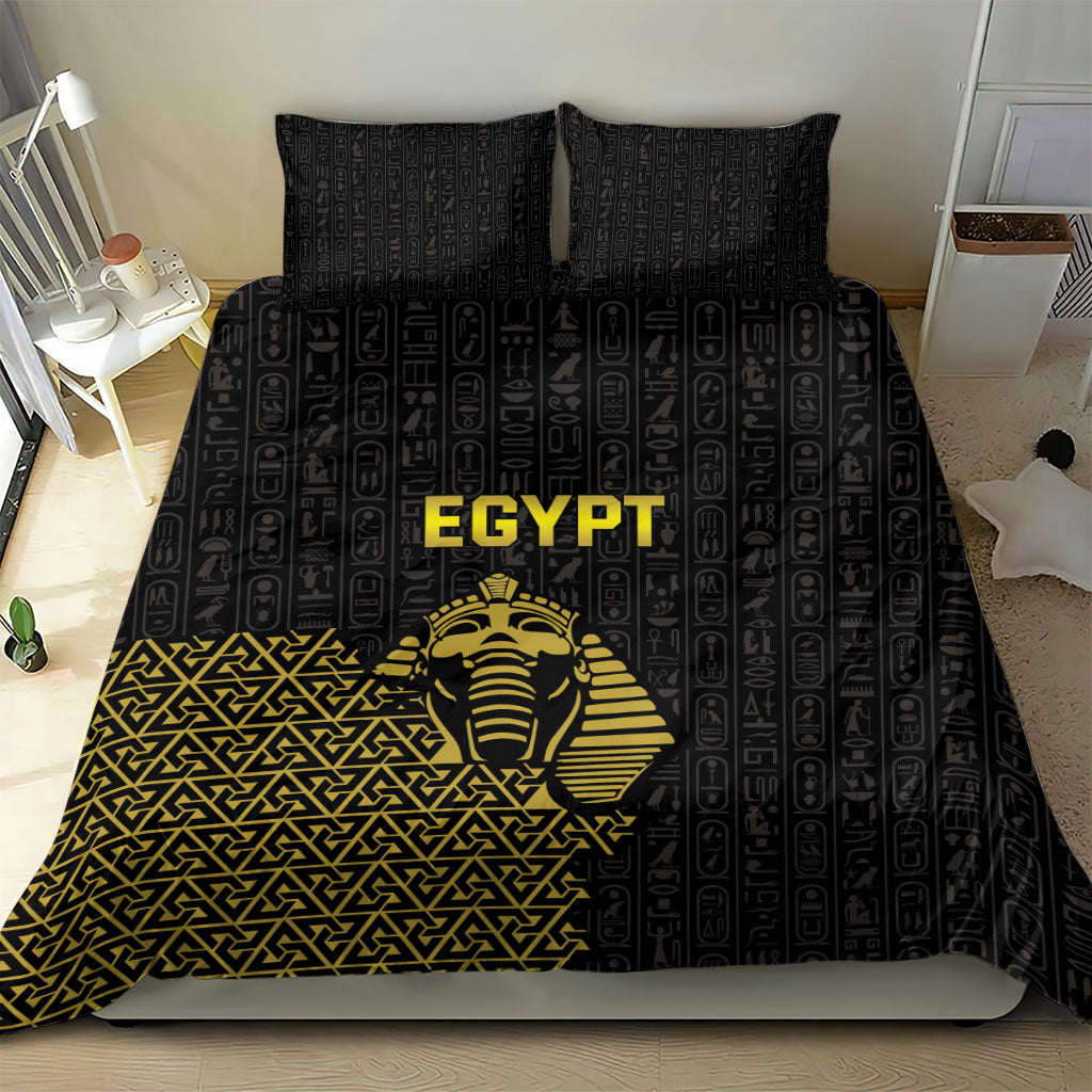 World Football 2026 Egypt Bedding Set Pharaohs Hieroglyphs Pride Black Version