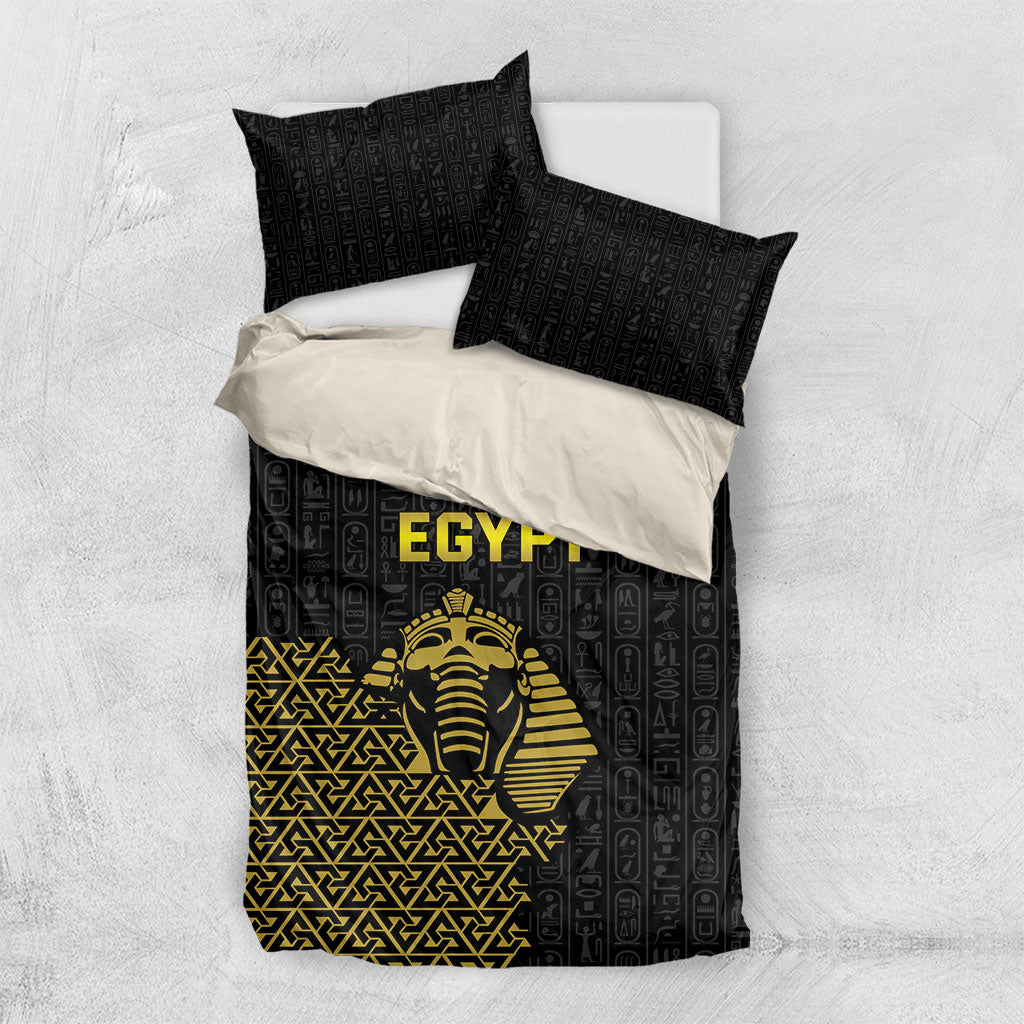 World Football 2026 Egypt Bedding Set Pharaohs Hieroglyphs Pride Black Version