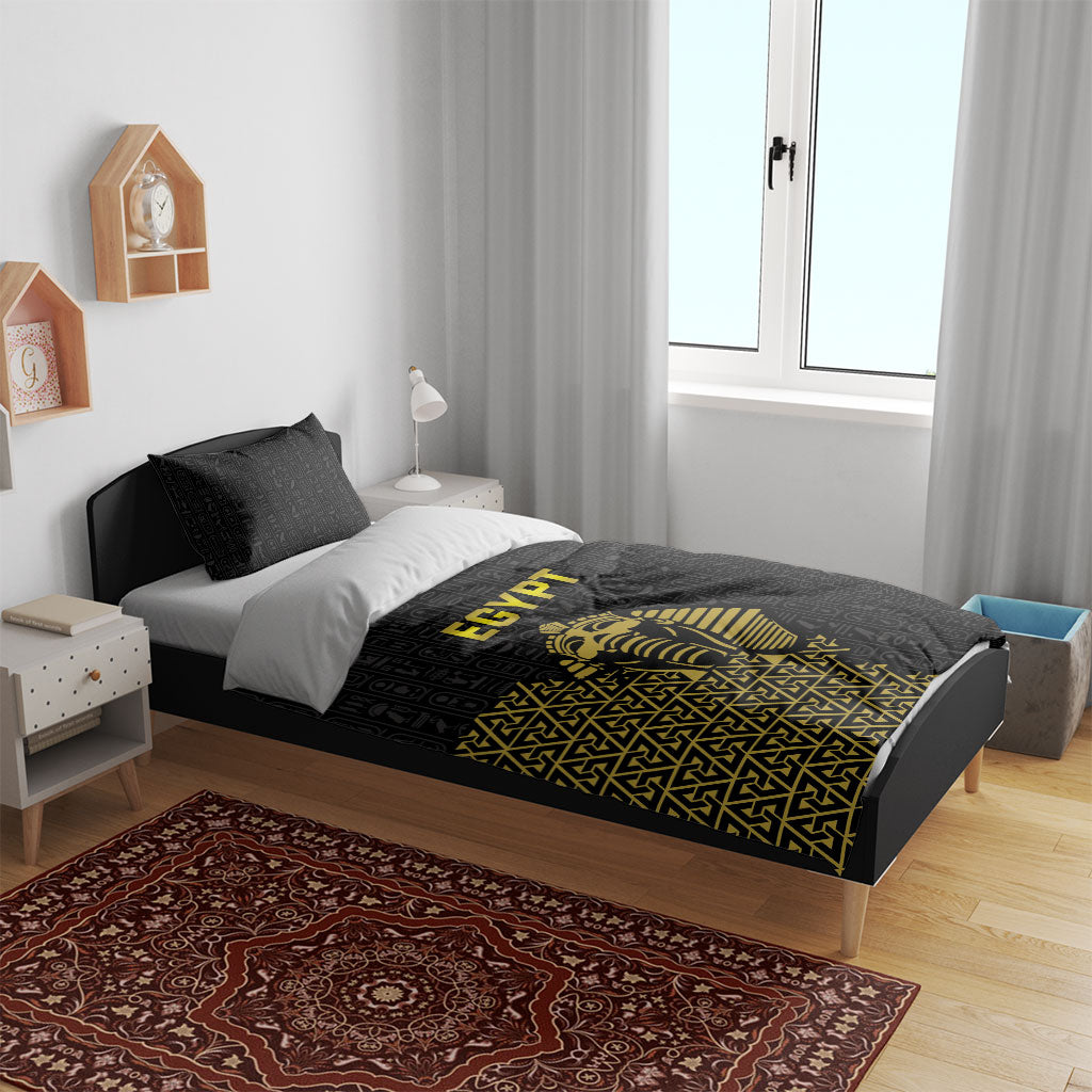World Football 2026 Egypt Bedding Set Pharaohs Hieroglyphs Pride Black Version
