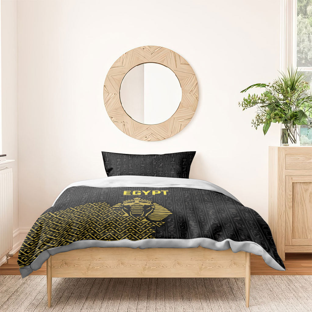 World Football 2026 Egypt Bedding Set Pharaohs Hieroglyphs Pride Black Version