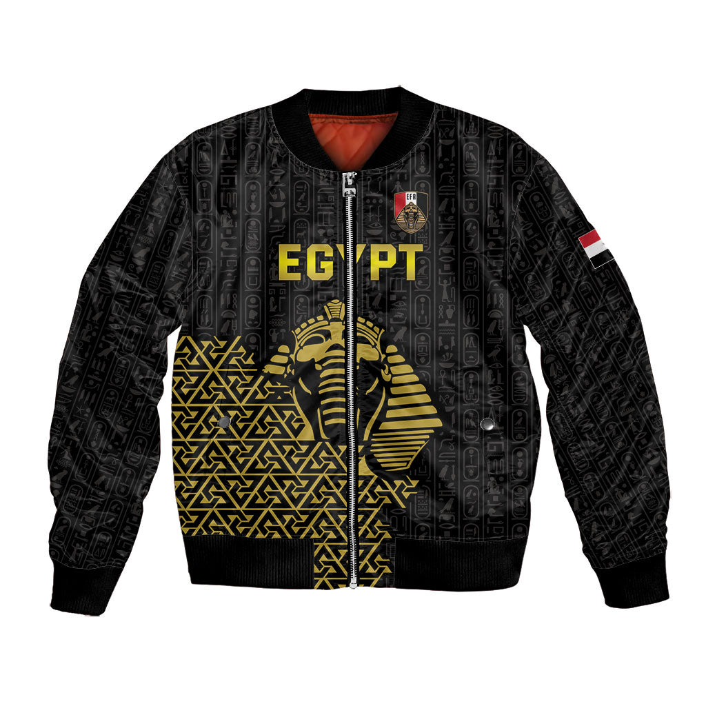 Custom World Football 2026 Egypt Bomber Jacket Pharaohs Hieroglyphs Pride Black Version