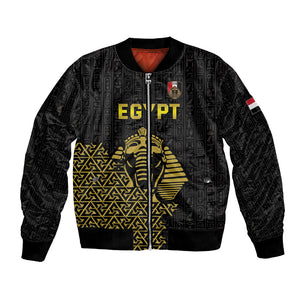 Custom World Football 2026 Egypt Bomber Jacket Pharaohs Hieroglyphs Pride Black Version