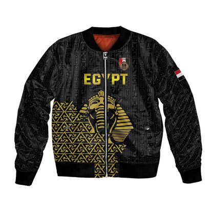 Custom World Football 2026 Egypt Bomber Jacket Pharaohs Hieroglyphs Pride Black Version