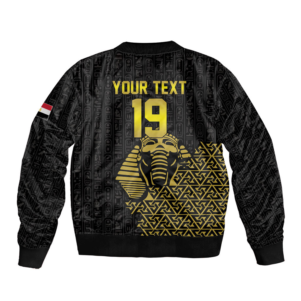 Custom World Football 2026 Egypt Bomber Jacket Pharaohs Hieroglyphs Pride Black Version