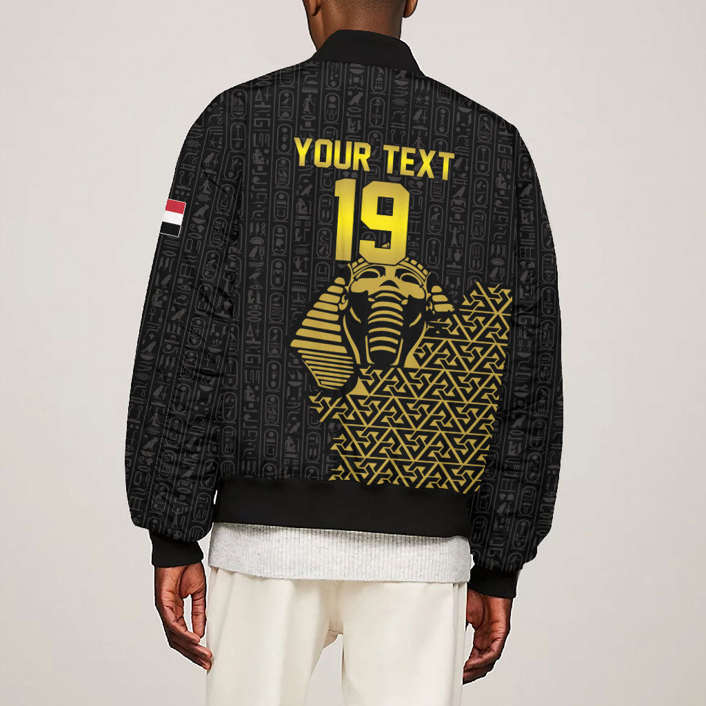 Custom World Football 2026 Egypt Bomber Jacket Pharaohs Hieroglyphs Pride Black Version
