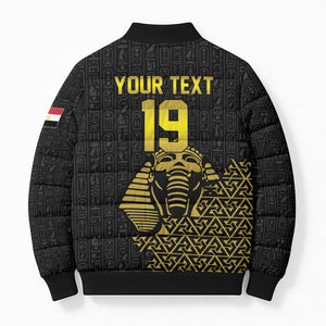 Custom World Football 2026 Egypt Bomber Puffer Jacket Pharaohs Hieroglyphs Pride Black Version