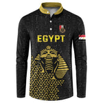 Custom World Football 2026 Egypt Button Sweatshirt Pharaohs Hieroglyphs Pride Black Version