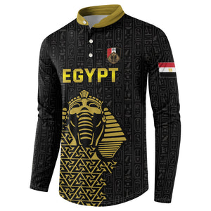 Custom World Football 2026 Egypt Button Sweatshirt Pharaohs Hieroglyphs Pride Black Version