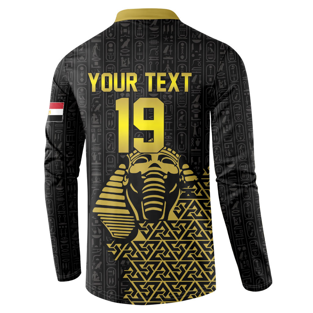 Custom World Football 2026 Egypt Button Sweatshirt Pharaohs Hieroglyphs Pride Black Version