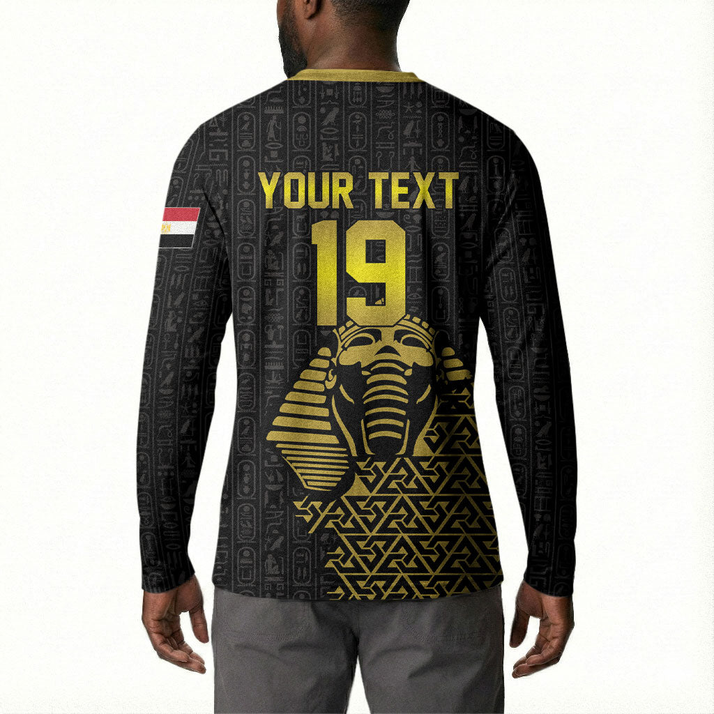 Custom World Football 2026 Egypt Button Sweatshirt Pharaohs Hieroglyphs Pride Black Version