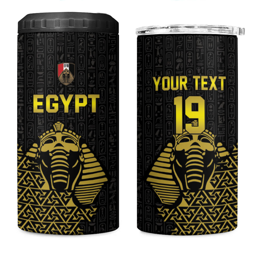 Custom World Football 2026 Egypt 4 in 1 Can Cooler Tumbler Pharaohs Hieroglyphs Pride Black Version
