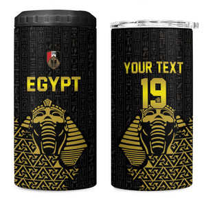 Custom World Football 2026 Egypt 4 in 1 Can Cooler Tumbler Pharaohs Hieroglyphs Pride Black Version