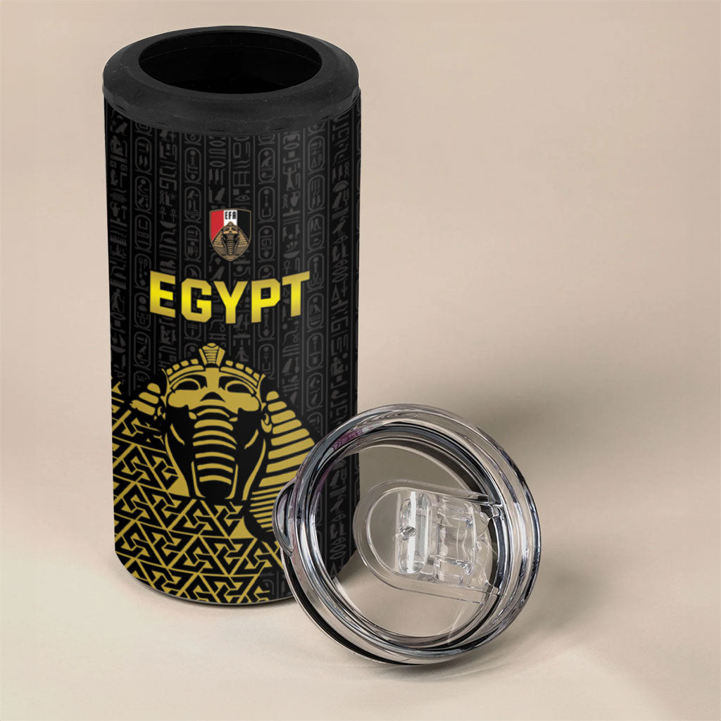 Custom World Football 2026 Egypt 4 in 1 Can Cooler Tumbler Pharaohs Hieroglyphs Pride Black Version