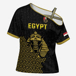 Custom World Football 2026 Egypt Cross Shoulder Shirt Pharaohs Hieroglyphs Pride Black Version