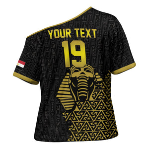 Custom World Football 2026 Egypt Cross Shoulder Shirt Pharaohs Hieroglyphs Pride Black Version