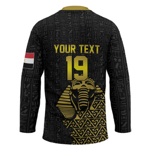 Custom World Football 2026 Egypt Hockey Jersey Pharaohs Hieroglyphs Pride Black Version