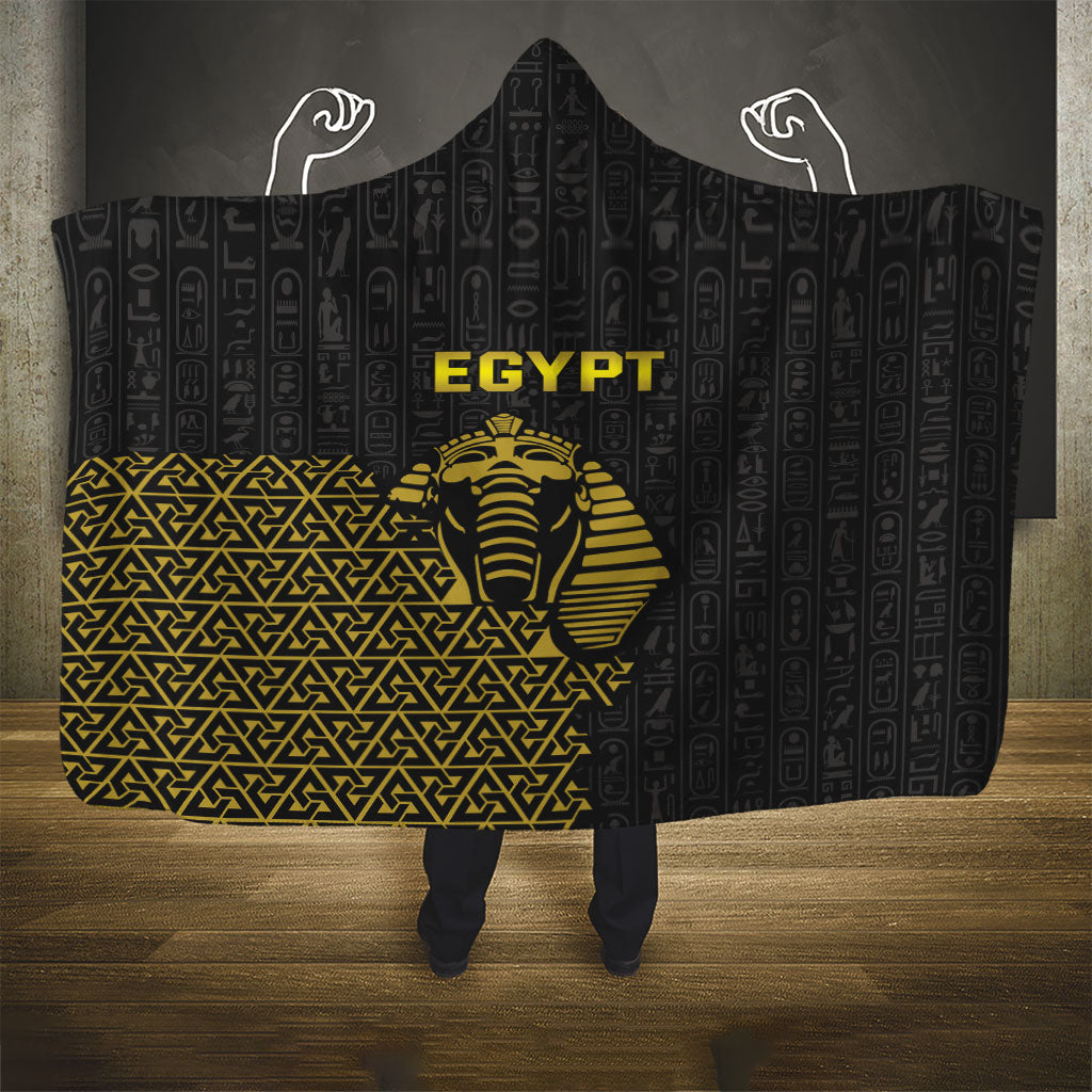 World Football 2026 Egypt Hooded Blanket Pharaohs Hieroglyphs Pride Black Version