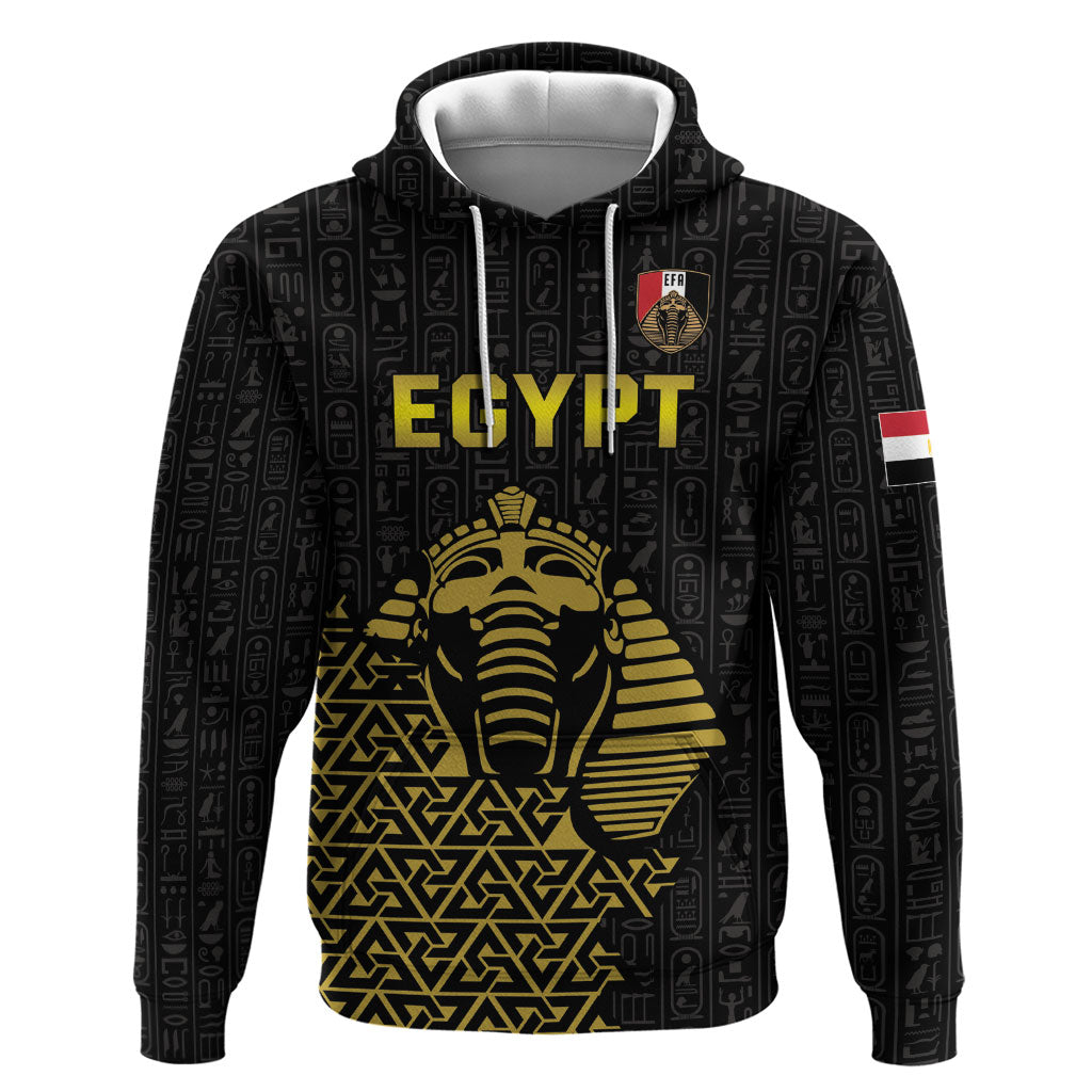 Custom World Football 2026 Egypt Hoodie Pharaohs Hieroglyphs Pride Black Version
