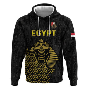 Custom World Football 2026 Egypt Hoodie Pharaohs Hieroglyphs Pride Black Version