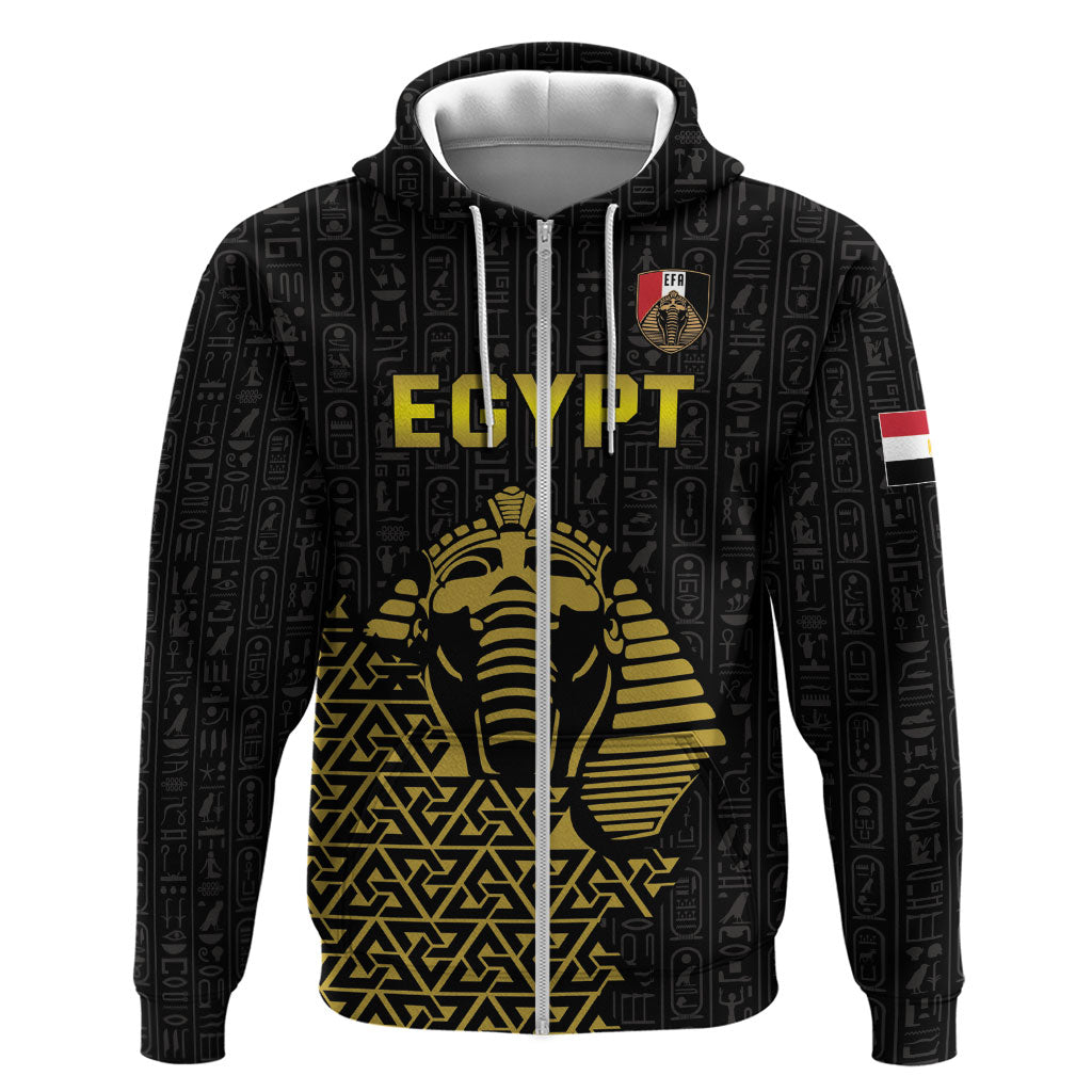 Custom World Football 2026 Egypt Hoodie Pharaohs Hieroglyphs Pride Black Version