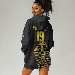 Custom World Football 2026 Egypt Hoodie Dress Pharaohs Hieroglyphs Pride Black Version