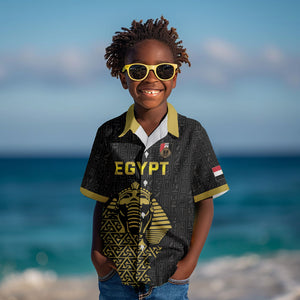Custom World Football 2026 Egypt Kid Hawaiian Shirt Pharaohs Hieroglyphs Pride Black Version
