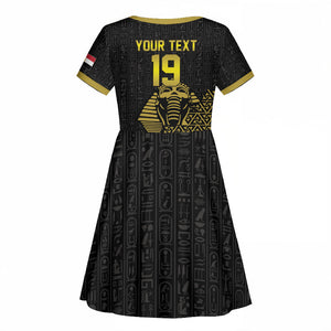 Custom World Football 2026 Egypt Kid Short Sleeve Dress Pharaohs Hieroglyphs Pride Black Version