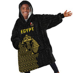 Custom World Football 2026 Egypt Kid Wearable Blanket Hoodie Pharaohs Hieroglyphs Pride Black Version