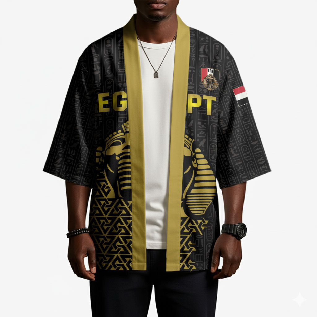 Custom World Football 2026 Egypt Kimono Pharaohs Hieroglyphs Pride Black Version