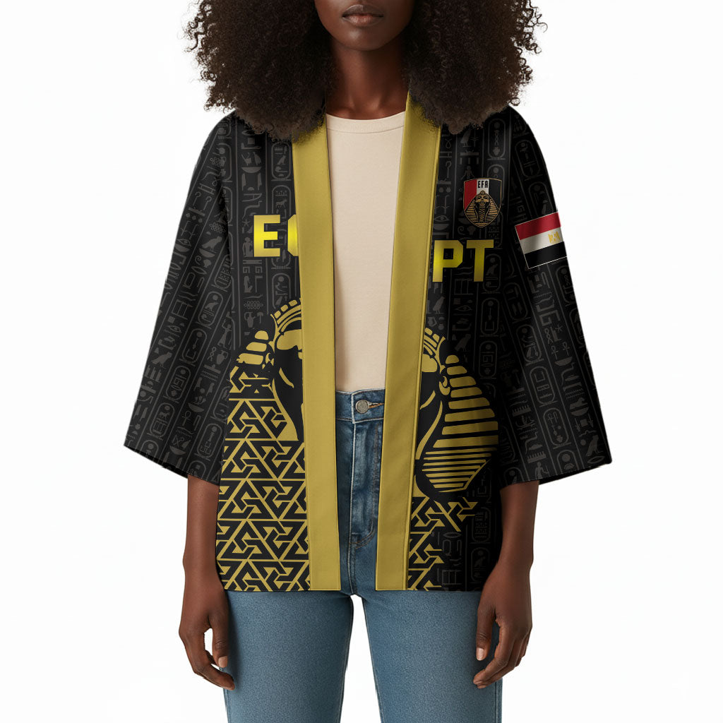 Custom World Football 2026 Egypt Kimono Pharaohs Hieroglyphs Pride Black Version