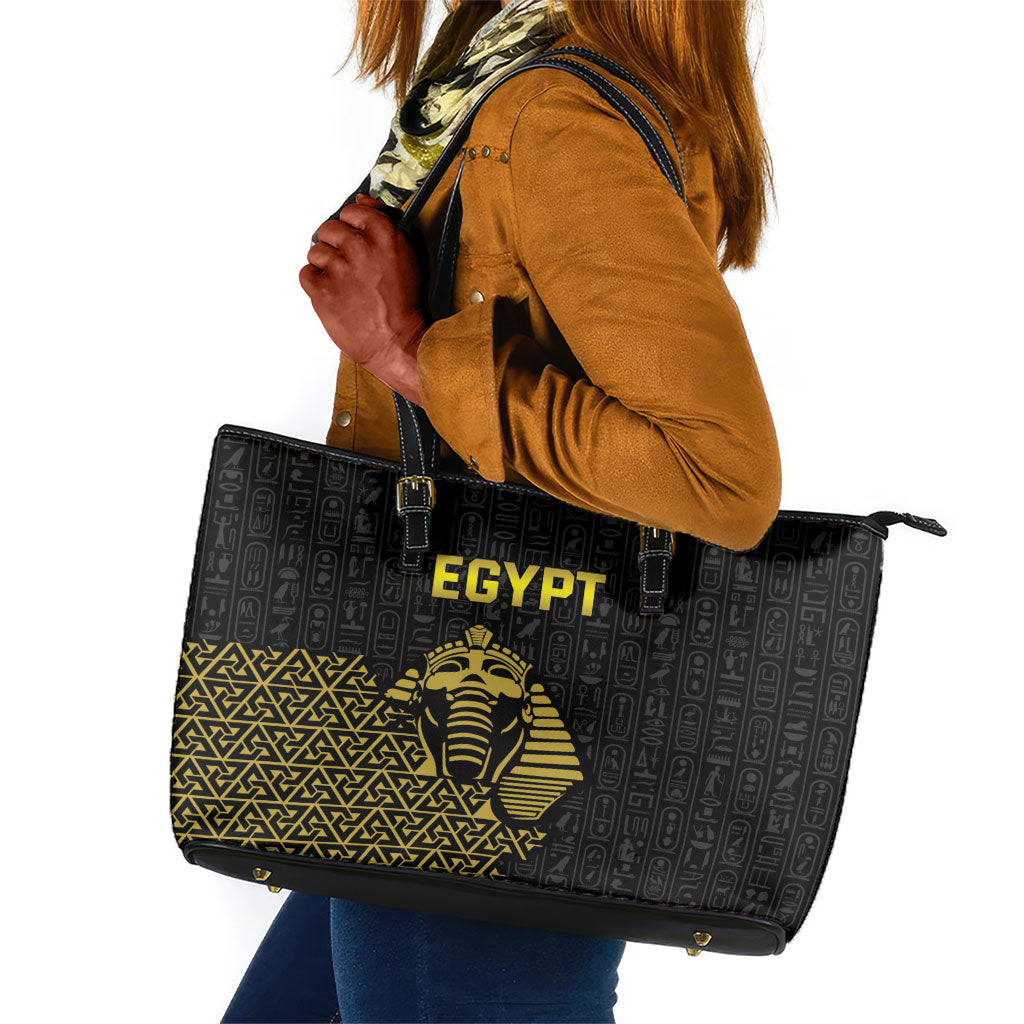 World Football 2026 Egypt Leather Tote Bag Pharaohs Hieroglyphs Pride Black Version