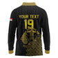 Custom World Football 2026 Egypt Long Sleeve Polo Shirt Pharaohs Hieroglyphs Pride Black Version