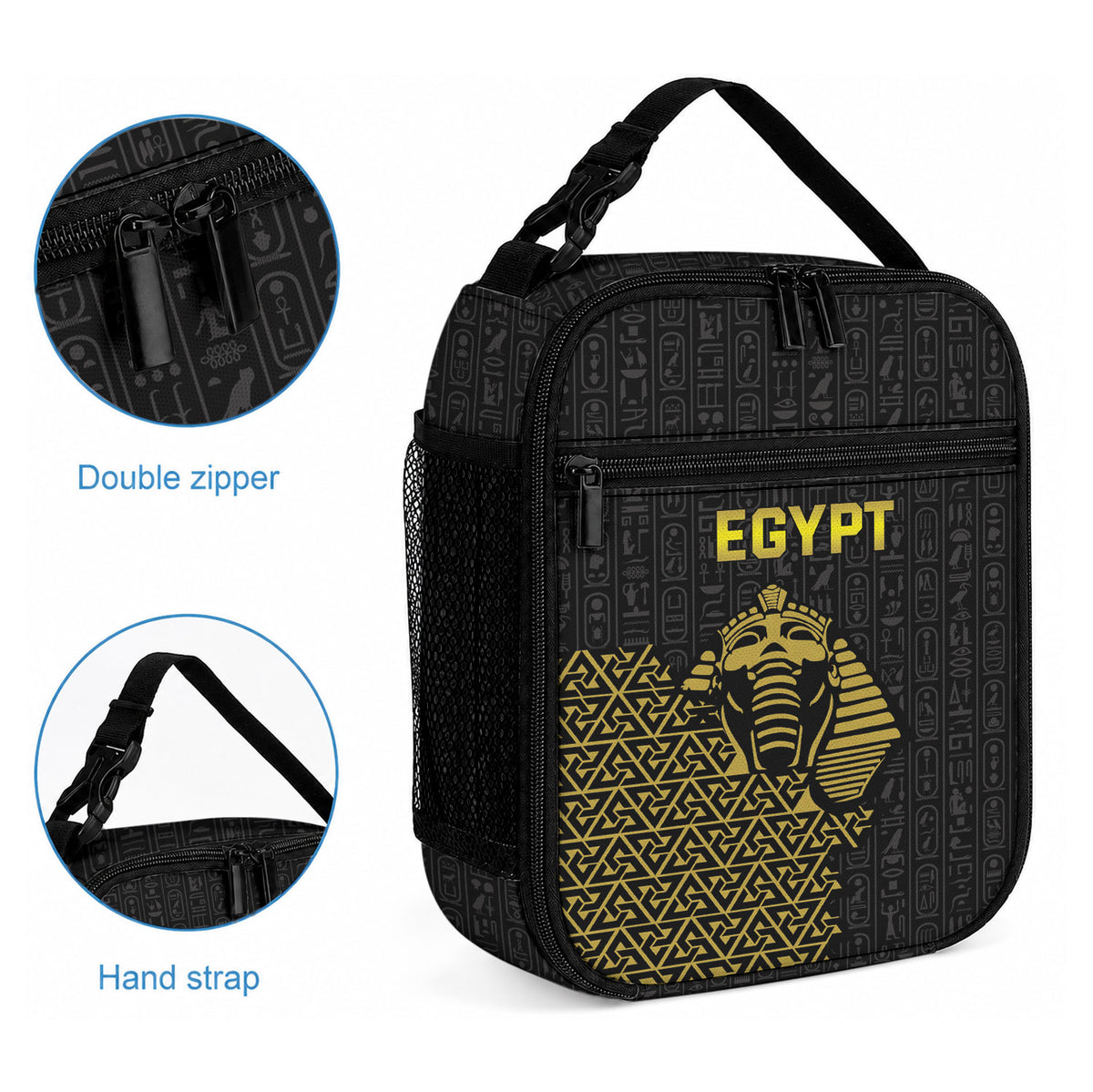 World Football 2026 Egypt Lunch Bag Pharaohs Hieroglyphs Pride Black Version