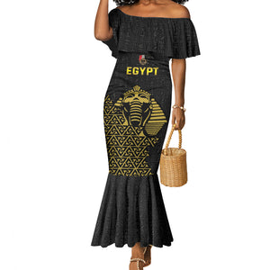 Custom World Football 2026 Egypt Mermaid Dress Pharaohs Hieroglyphs Pride Black Version