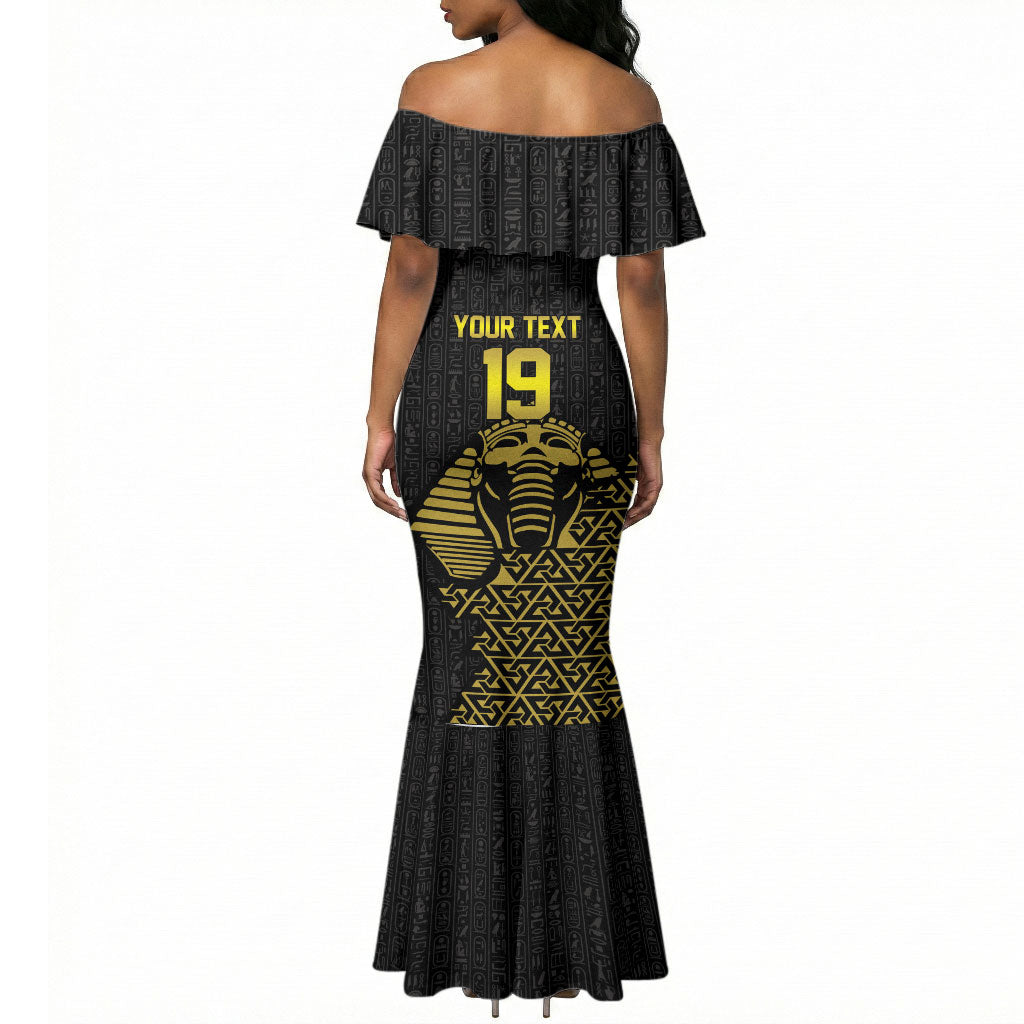 Custom World Football 2026 Egypt Mermaid Dress Pharaohs Hieroglyphs Pride Black Version