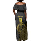 Custom World Football 2026 Egypt Off Shoulder Maxi Dress Pharaohs Hieroglyphs Pride Black Version