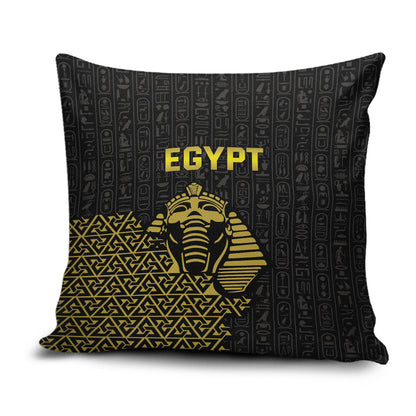 World Football 2026 Egypt Pillow Cover Pharaohs Hieroglyphs Pride Black Version