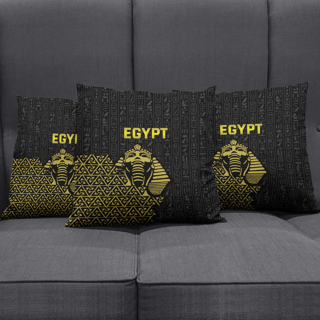 World Football 2026 Egypt Pillow Cover Pharaohs Hieroglyphs Pride Black Version