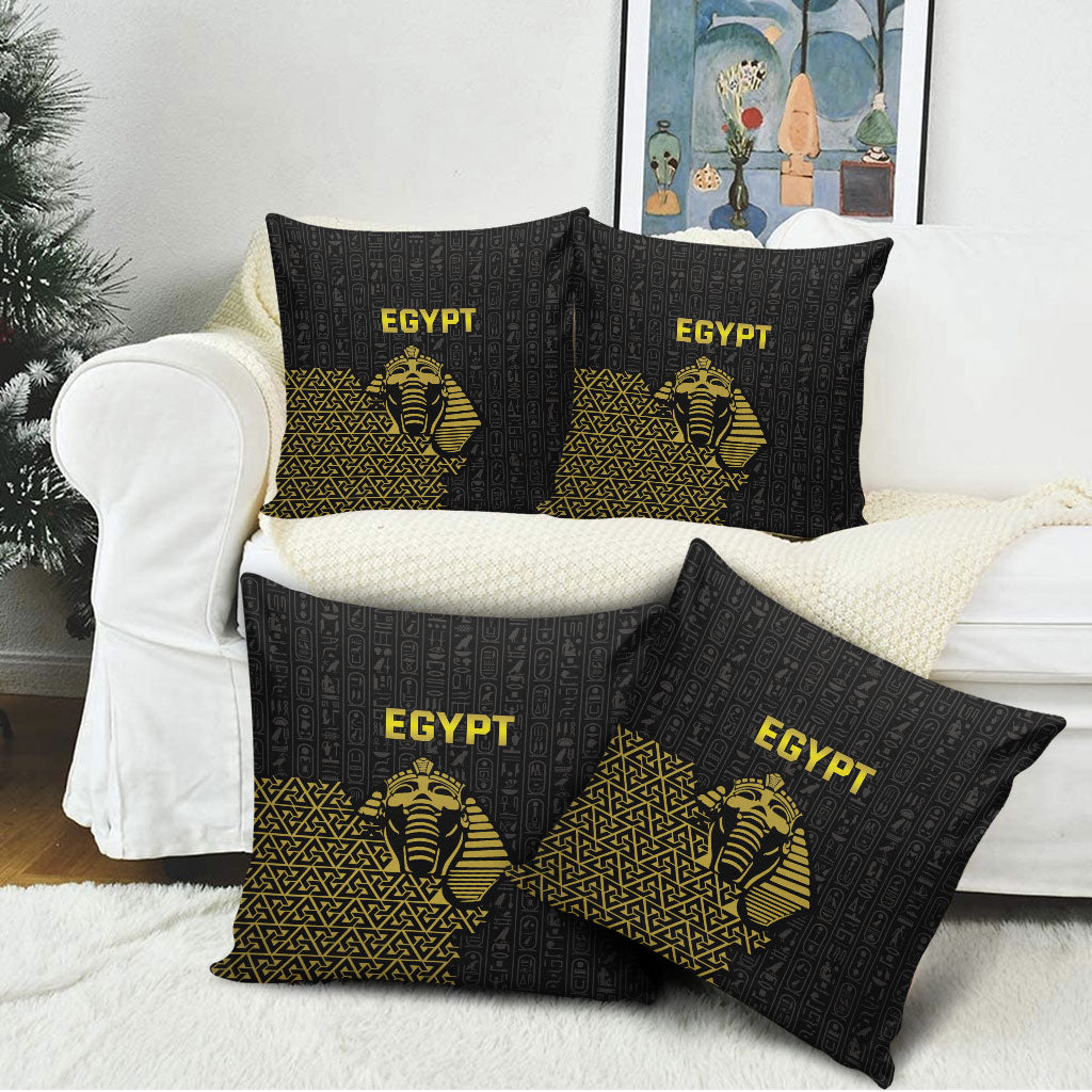 World Football 2026 Egypt Pillow Cover Pharaohs Hieroglyphs Pride Black Version