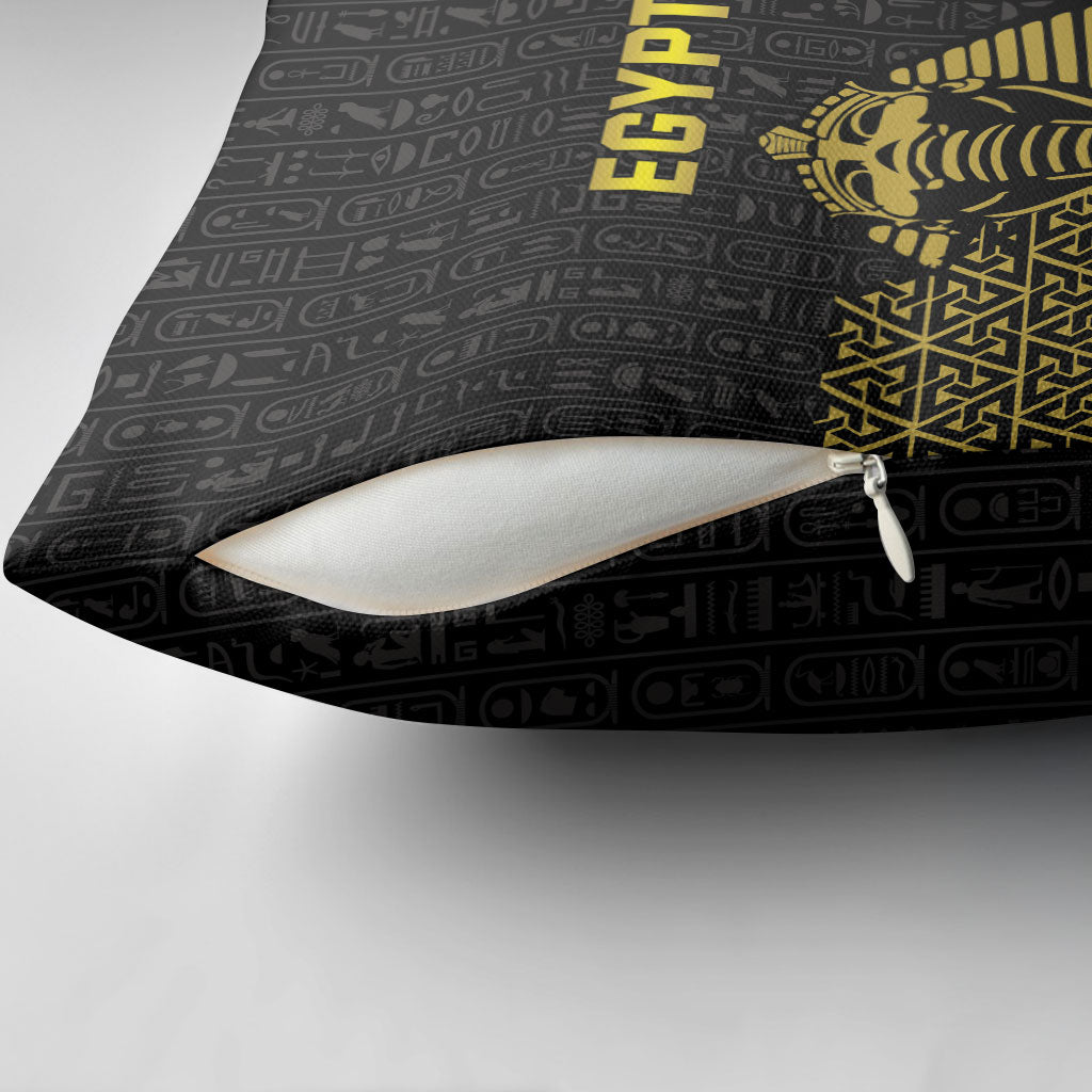 World Football 2026 Egypt Pillow Cover Pharaohs Hieroglyphs Pride Black Version