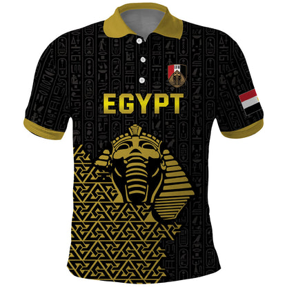 Custom World Football 2026 Egypt Polo Shirt Pharaohs Hieroglyphs Pride Black Version