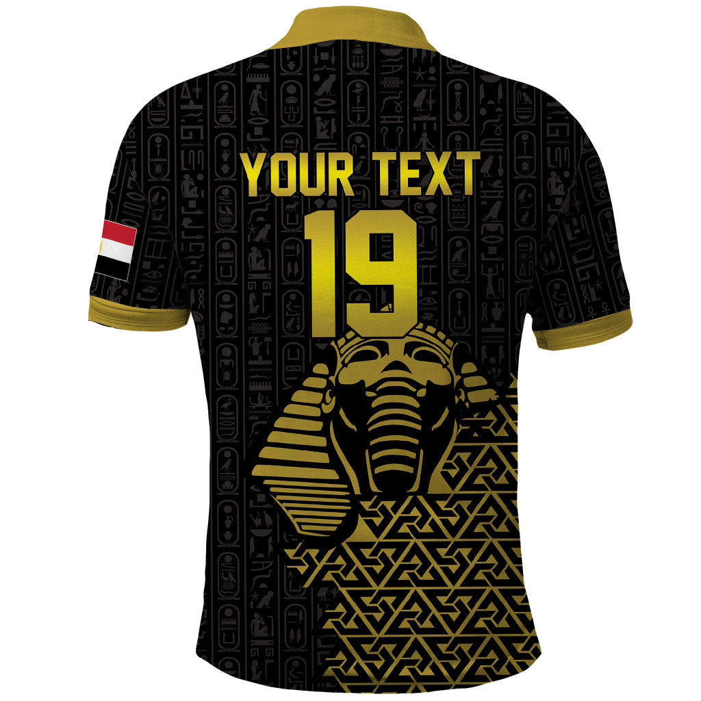 Custom World Football 2026 Egypt Polo Shirt Pharaohs Hieroglyphs Pride Black Version