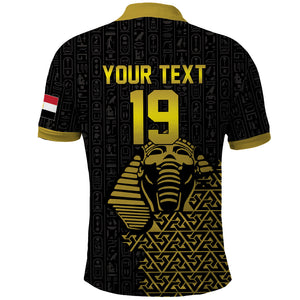 Custom World Football 2026 Egypt Polo Shirt Pharaohs Hieroglyphs Pride Black Version
